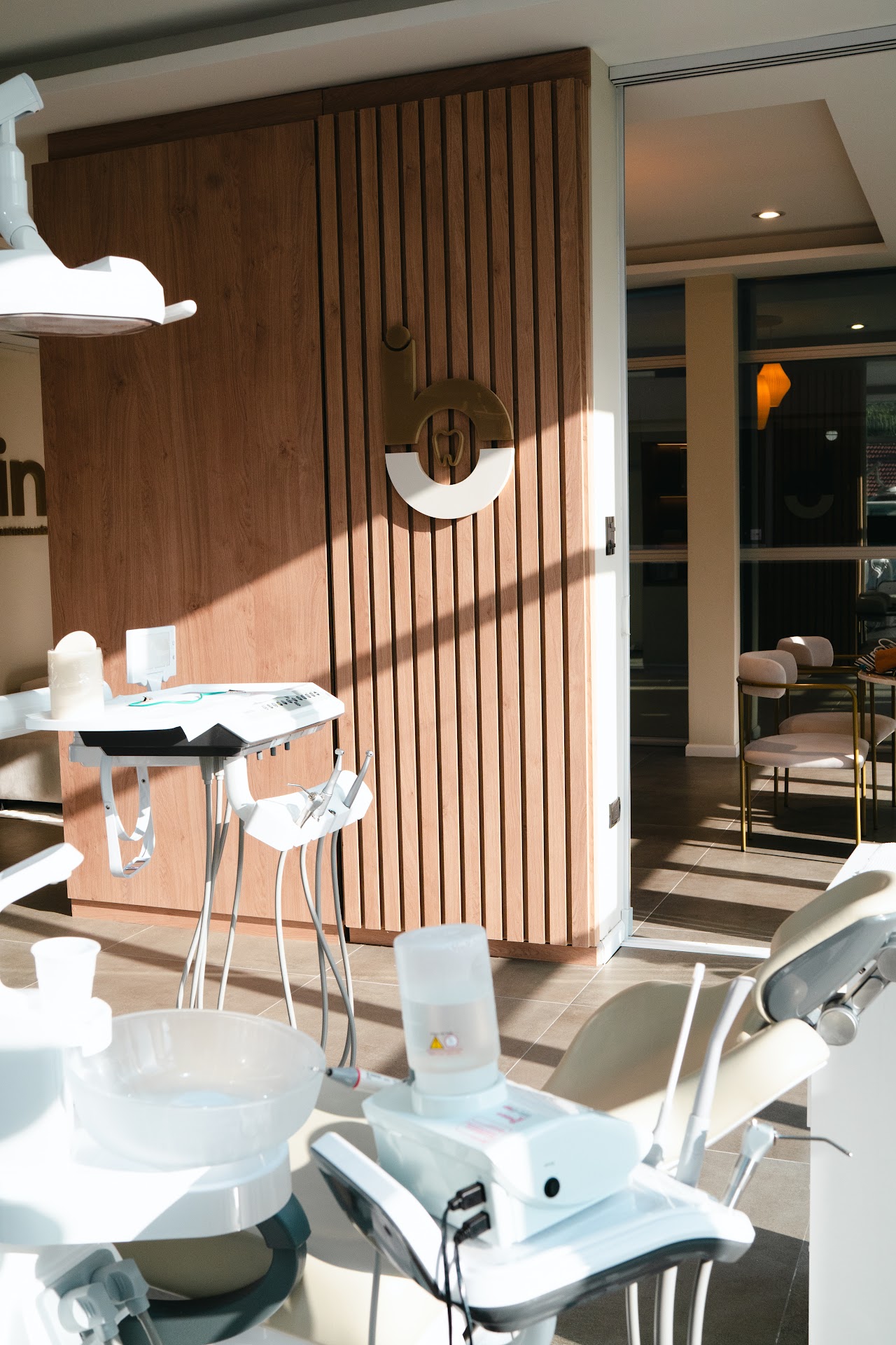 Gabinete odontológico con sillón ergonómico y vista al jardín en BINA Odontología